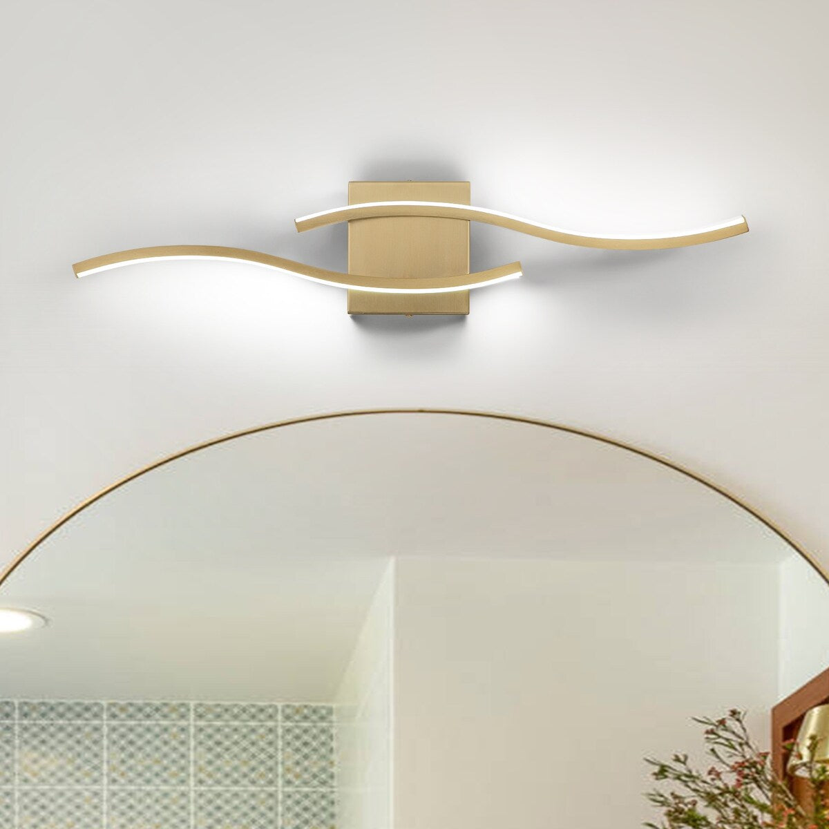Applique murale linéaire à DEL Curve à intensité variable de 23,6 po de largeur pour meuble-lavabo de salle de bain, lumière froide/chaude