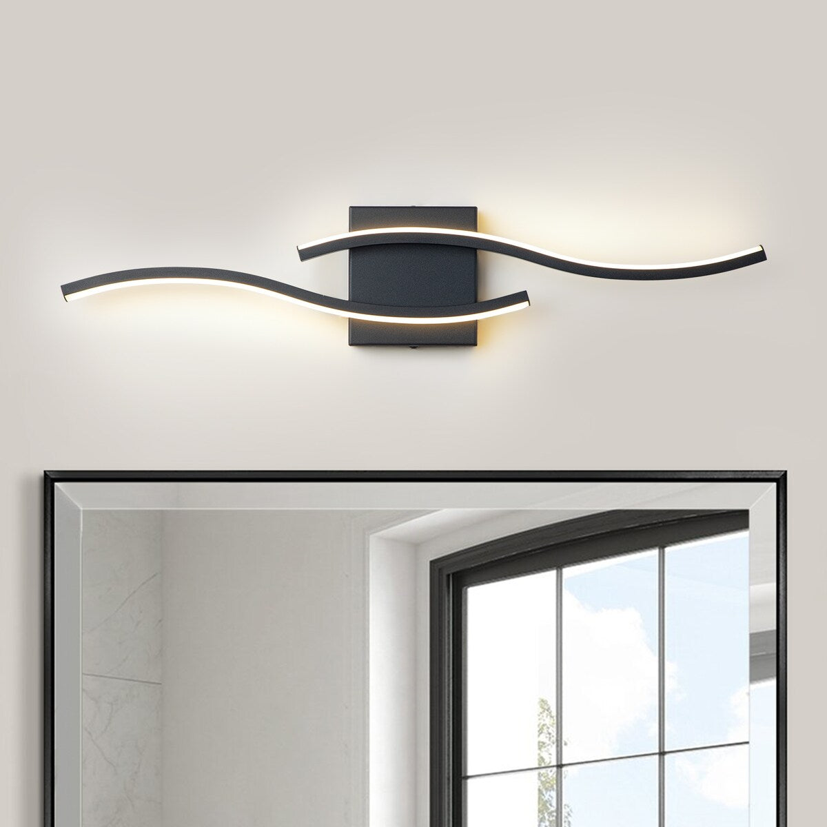 Applique murale linéaire à DEL Curve à intensité variable de 23,6 po de largeur pour meuble-lavabo de salle de bain, lumière froide/chaude