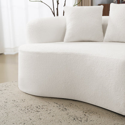 Canapé quatre places incurvé en éponge blanche à compression intégrale, canapé compact sans assemblage pour petits espaces et appartements