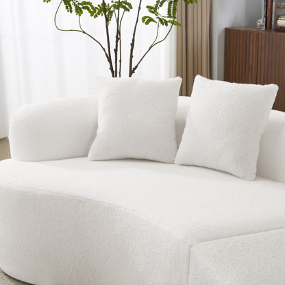 Canapé quatre places incurvé en éponge blanche à compression intégrale, canapé compact sans assemblage pour petits espaces et appartements