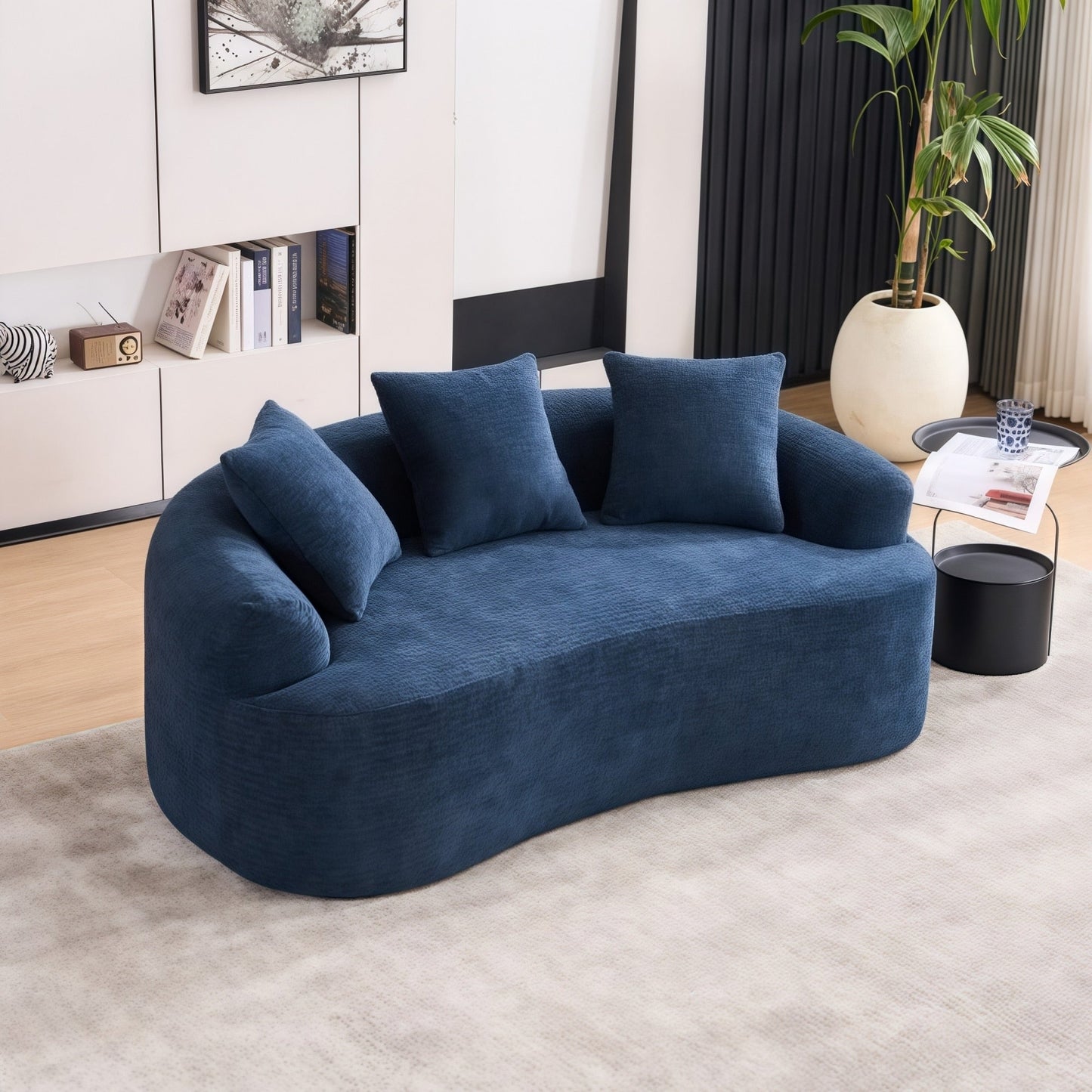Canapé causeuse incurvé en éponge de compression 30D, tissu chenille, sans assemblage