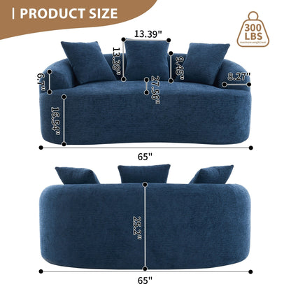 Canapé causeuse incurvé en éponge de compression 30D, tissu chenille, sans assemblage