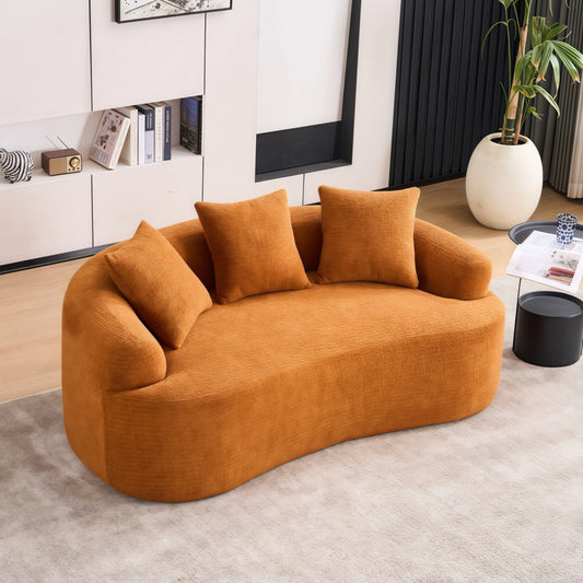 Canapé causeuse incurvé en éponge de compression 30D, tissu chenille, sans assemblage