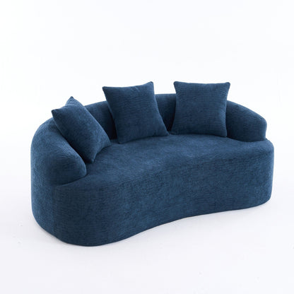 Canapé causeuse incurvé en éponge de compression 30D, tissu chenille, sans assemblage