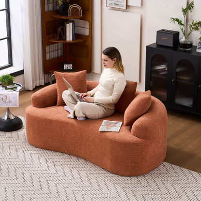 Canapé causeuse incurvé en éponge de compression 30D, tissu chenille, sans assemblage