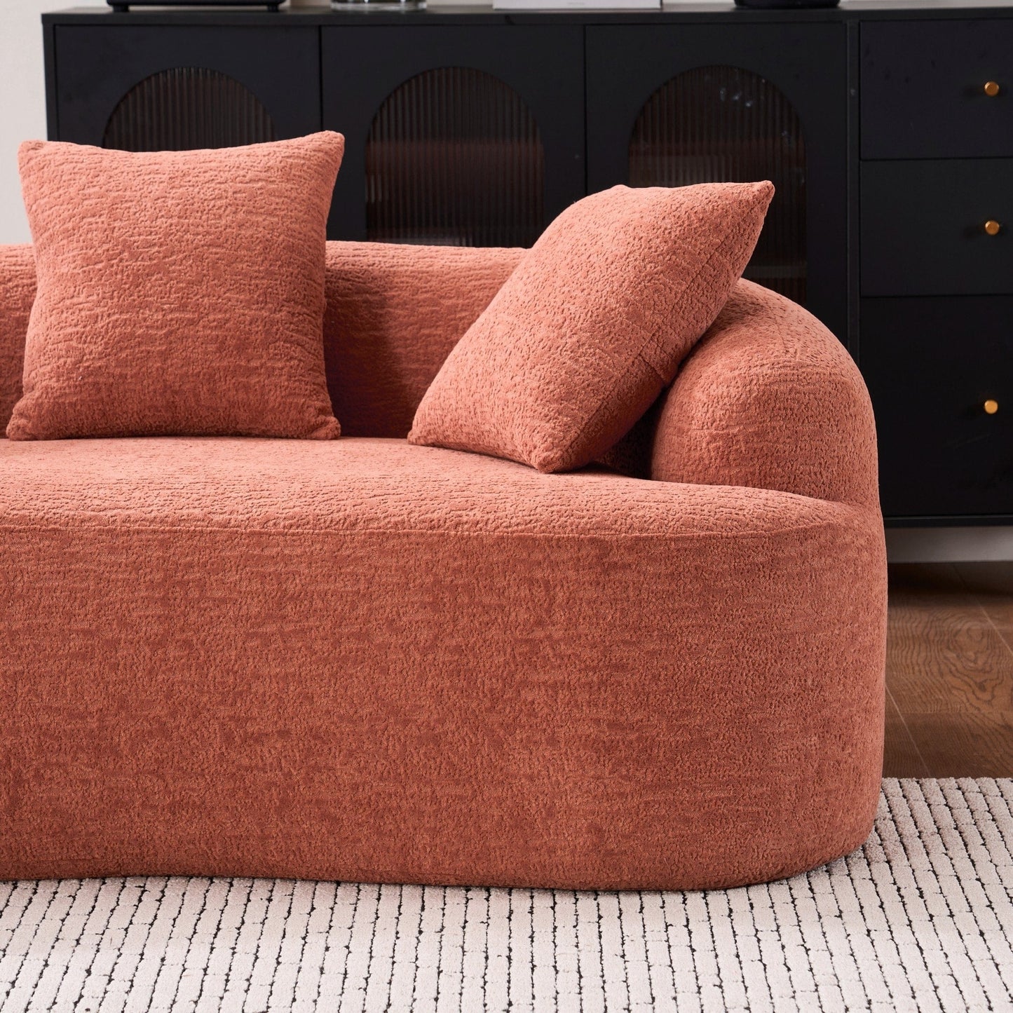Canapé causeuse incurvé en éponge de compression 30D, tissu chenille, sans assemblage