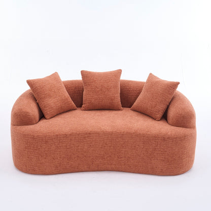 Canapé causeuse incurvé en éponge de compression 30D, tissu chenille, sans assemblage