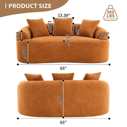 Canapé causeuse incurvé en éponge de compression 30D, tissu chenille, sans assemblage