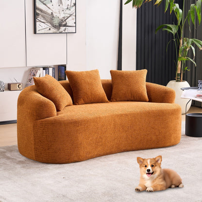 Canapé causeuse incurvé en éponge de compression 30D, tissu chenille, sans assemblage
