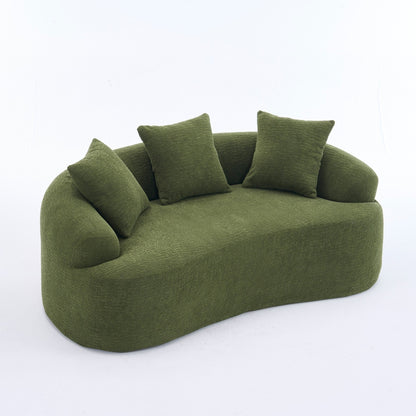 Canapé causeuse incurvé en éponge de compression 30D, tissu chenille, sans assemblage