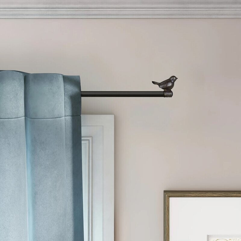 Tringle à rideau décorative réglable et design avec embout d'oiseau mignon