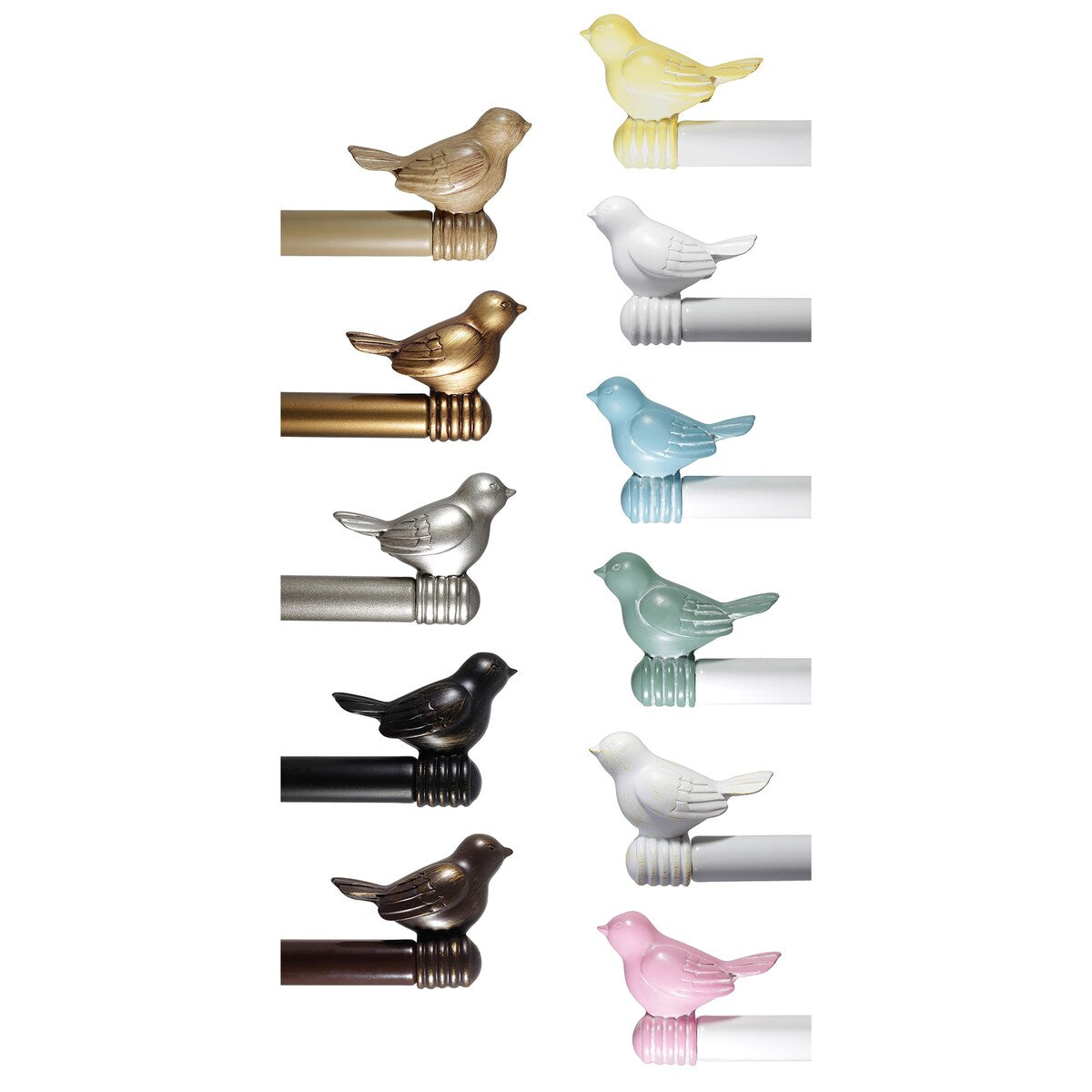 Tringle à rideau décorative réglable et design avec embout d'oiseau mignon