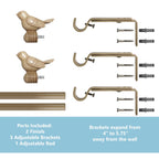 Tringle à rideau décorative réglable et design avec embout d'oiseau mignon