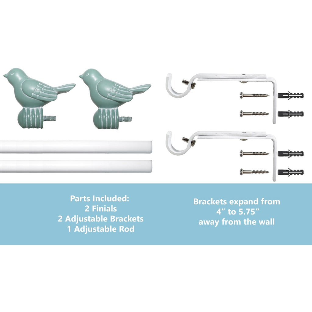 Tringle à rideau décorative réglable et design avec embout d'oiseau mignon