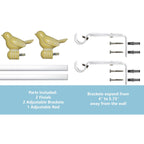 Tringle à rideau décorative réglable et design avec embout d'oiseau mignon