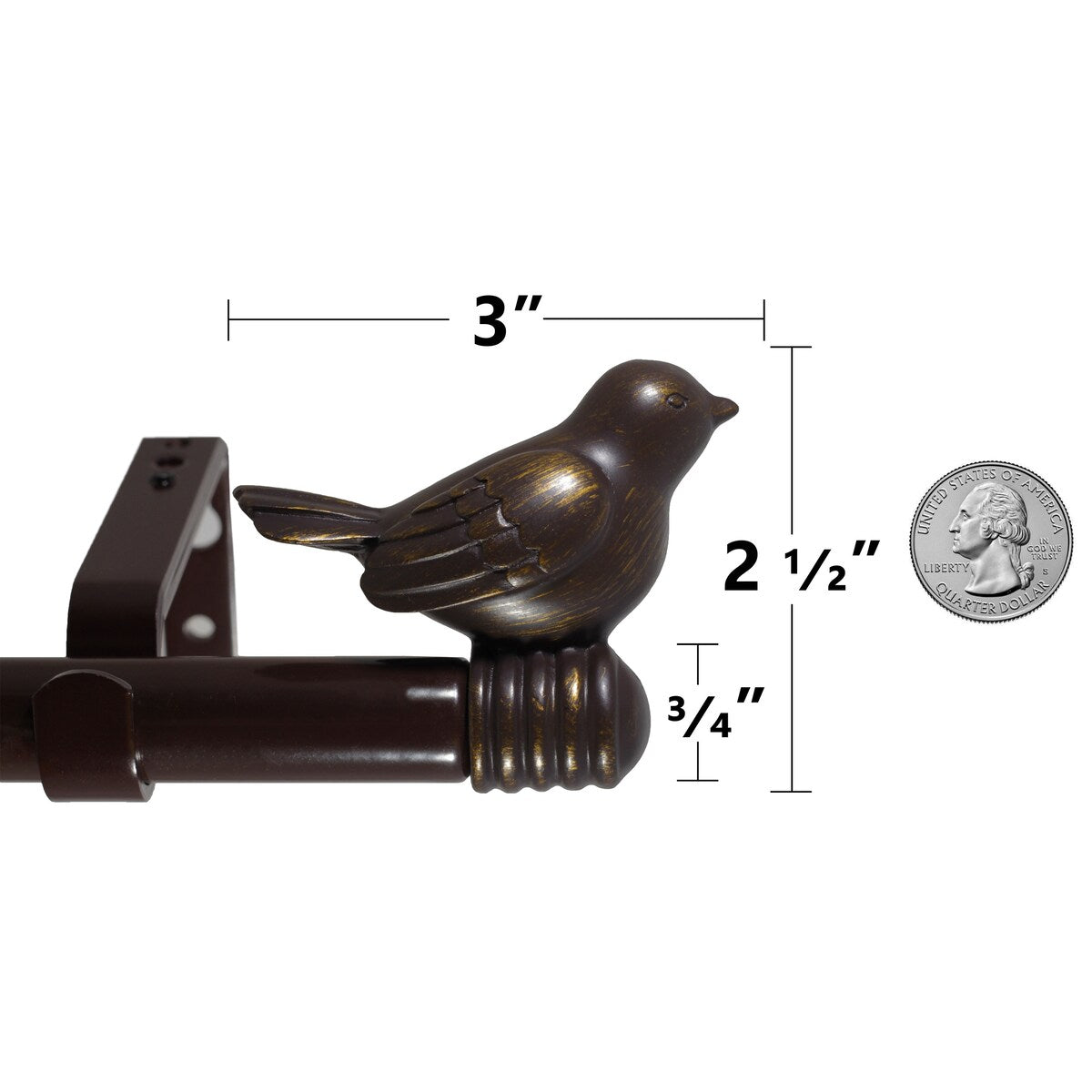 Tringle à rideau décorative réglable et design avec embout d'oiseau mignon