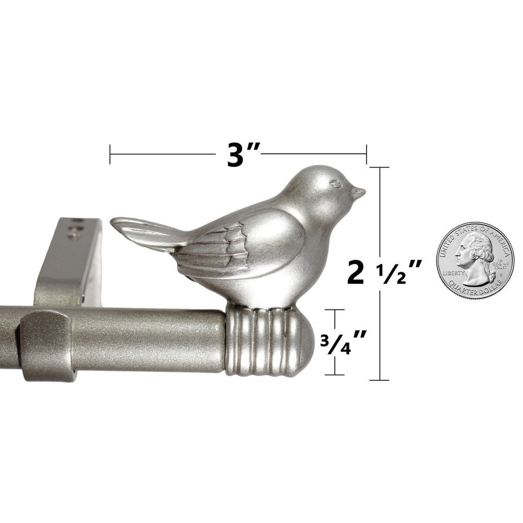 Tringle à rideau décorative réglable et design avec embout d'oiseau mignon