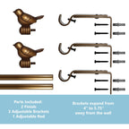 Tringle à rideau décorative réglable et design avec embout d'oiseau mignon