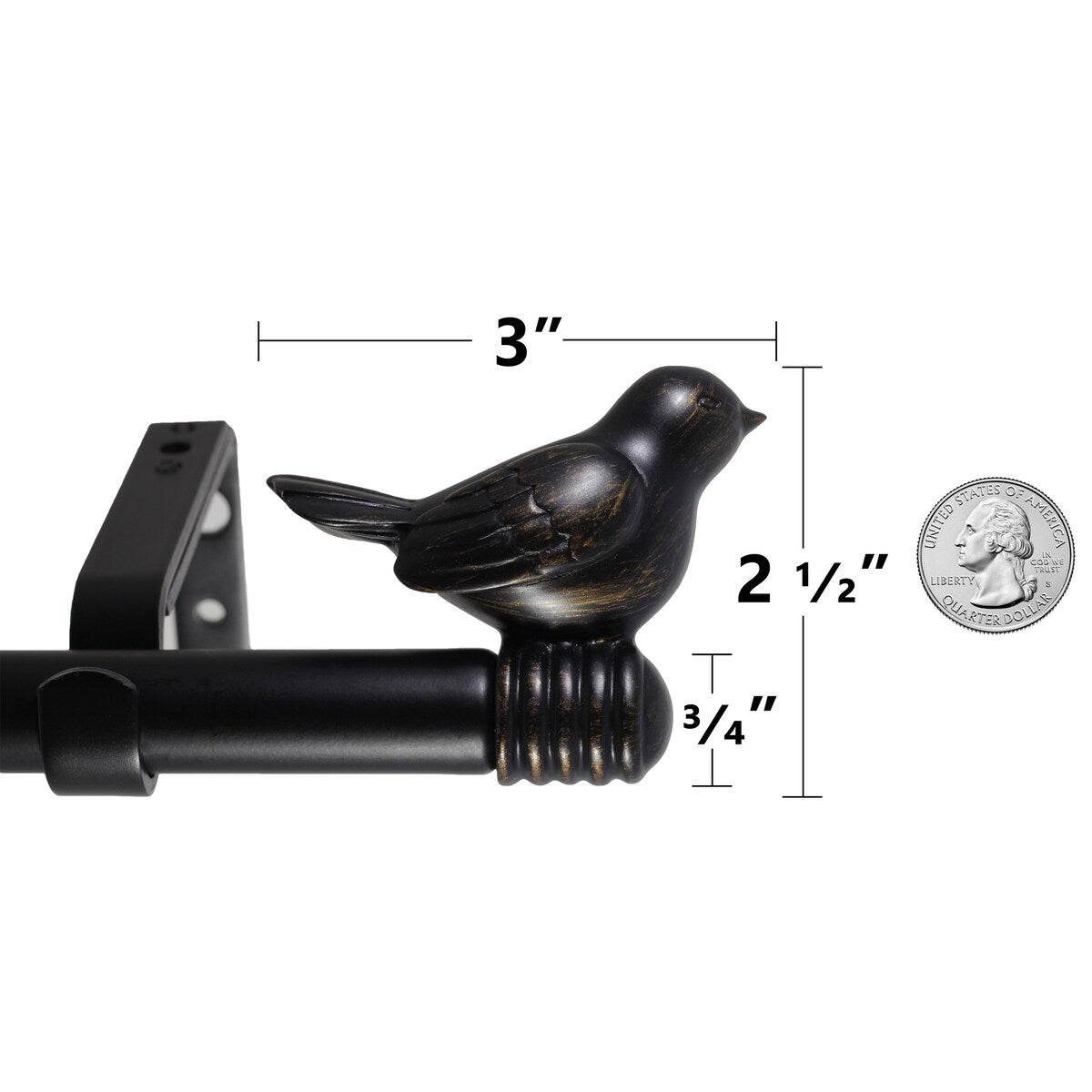Tringle à rideau décorative réglable et design avec embout d'oiseau mignon