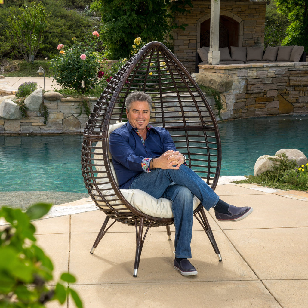 Fauteuil lounge en osier Cutter Teardrop par Christopher Knight Home