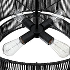 Lustre tambour en rotin noir Cynthia à 4 lumières - 22 po de largeur