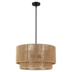 Lustre tambour en rotin naturel Cynthia à 4 lumières - 22 po de largeur