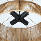 Lustre tambour en rotin naturel Cynthia à 4 lumières - 22 po de largeur