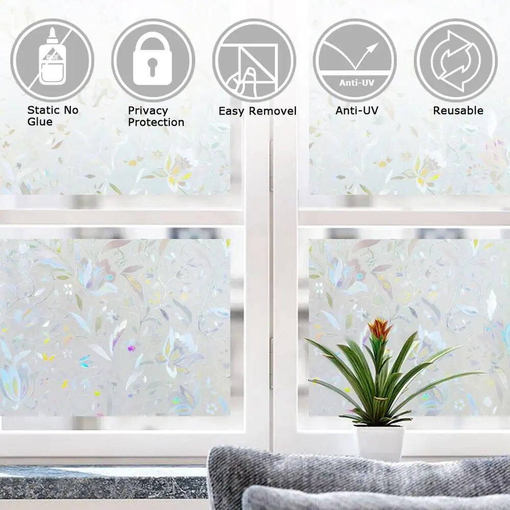 Film de confidentialité DCP autostatique amovible sans colle pour fenêtre en verre dépoli, motif tulipe