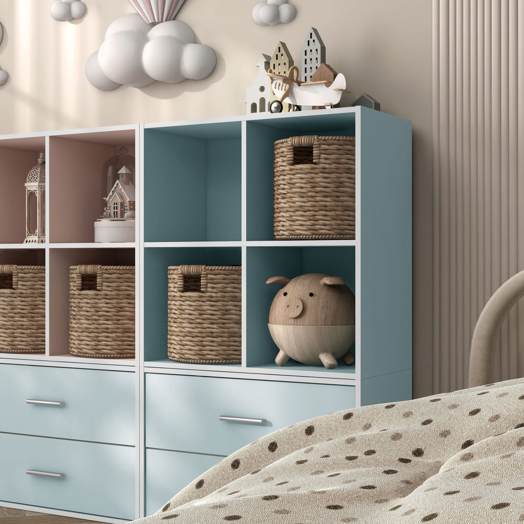 DH BASIC Organiseur de rangement empilable personnalisable en bois moderne - Étagères cubiques, armoire à tiroirs, bibliothèque avec portes par Denhour