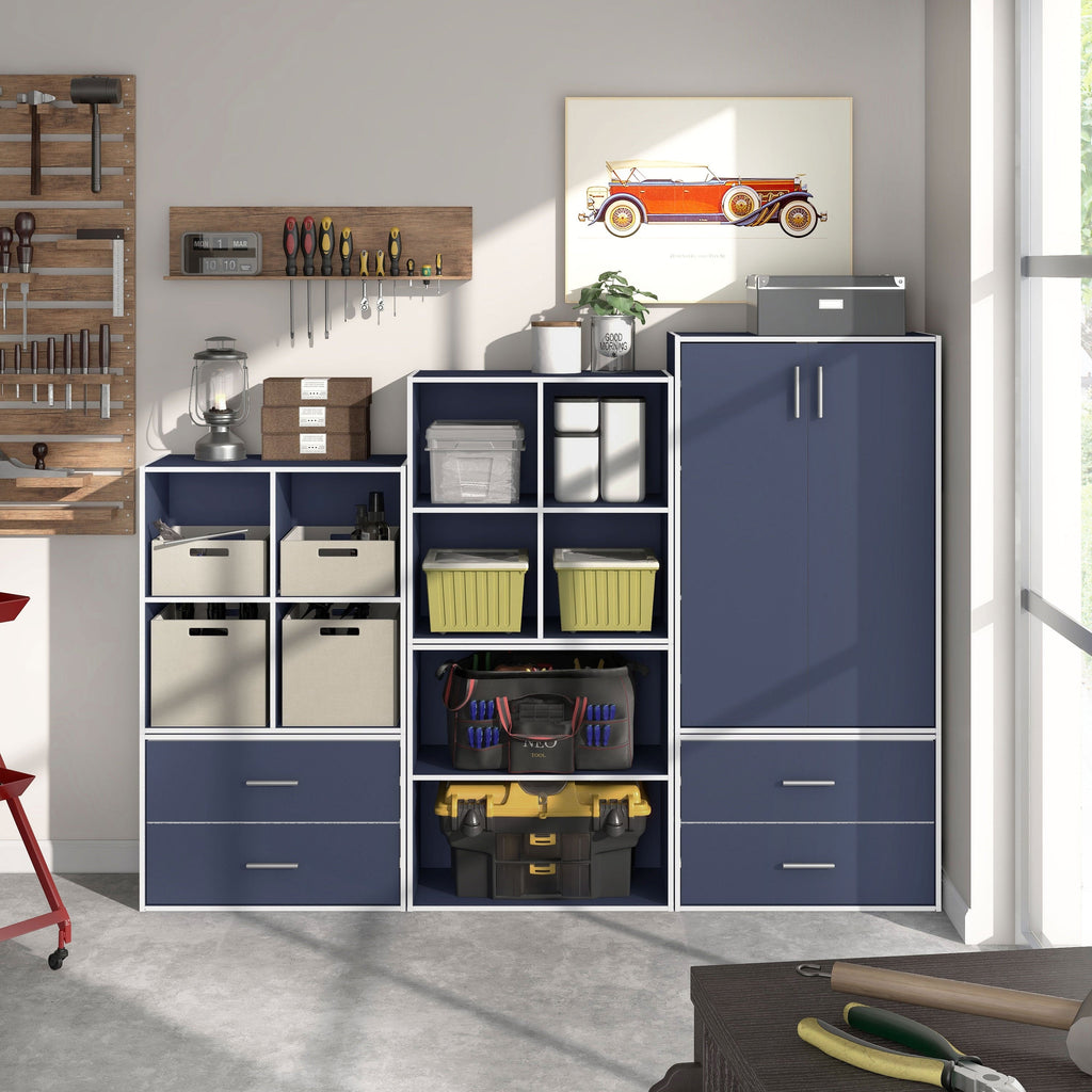 DH BASIC Organiseur de rangement empilable personnalisable en bois moderne - Étagères cubiques, armoire à tiroirs, bibliothèque avec portes par Denhour