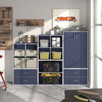 DH BASIC Organiseur de rangement empilable personnalisable en bois moderne - Étagères cubiques, armoire à tiroirs, bibliothèque avec portes par Denhour