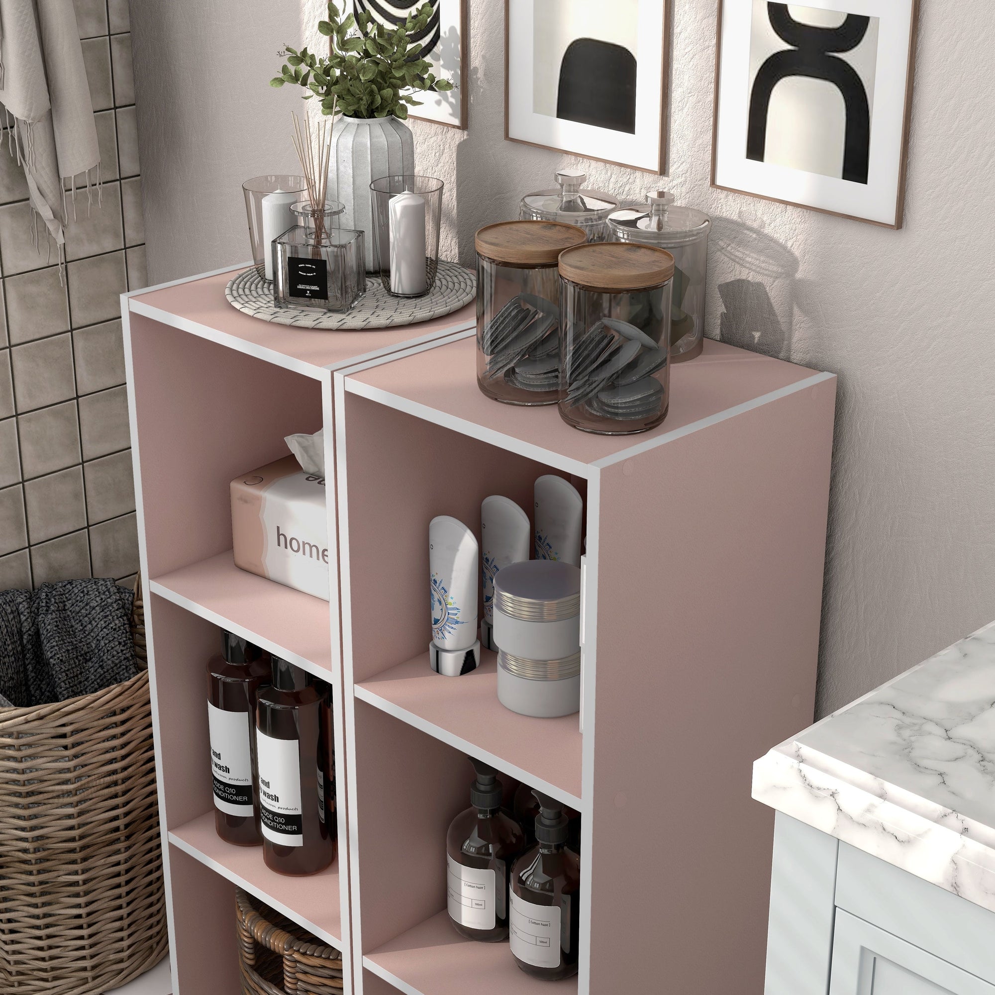 DH BASIC Modern Wood Customizable Stackable Storage Organizer - Cube Shelves, Drawer Cabinet, Bookcase with Doors by Denhour
