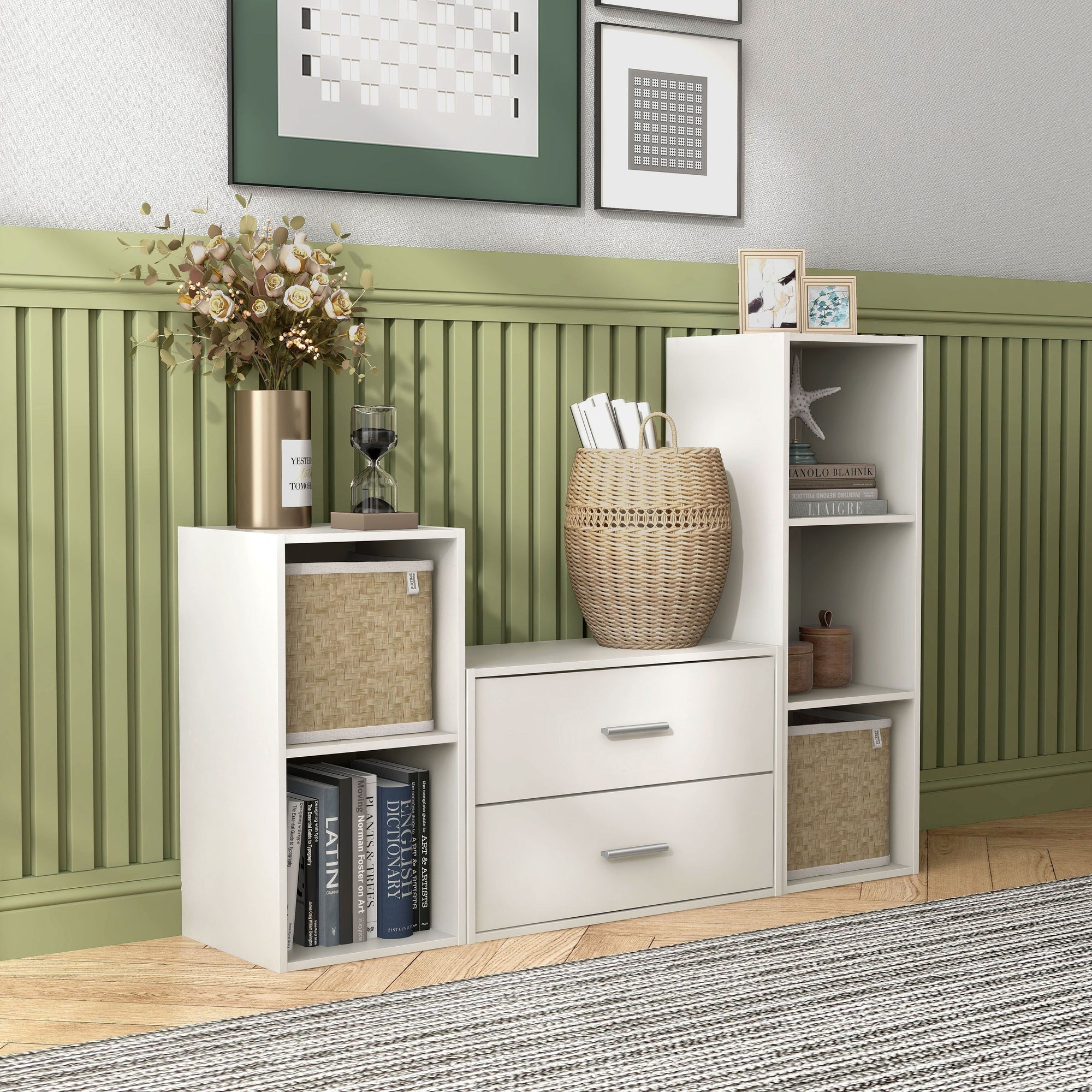 DH BASIC Modern Wood Customizable Stackable Storage Organizer - Cube Shelves, Drawer Cabinet, Bookcase with Doors by Denhour