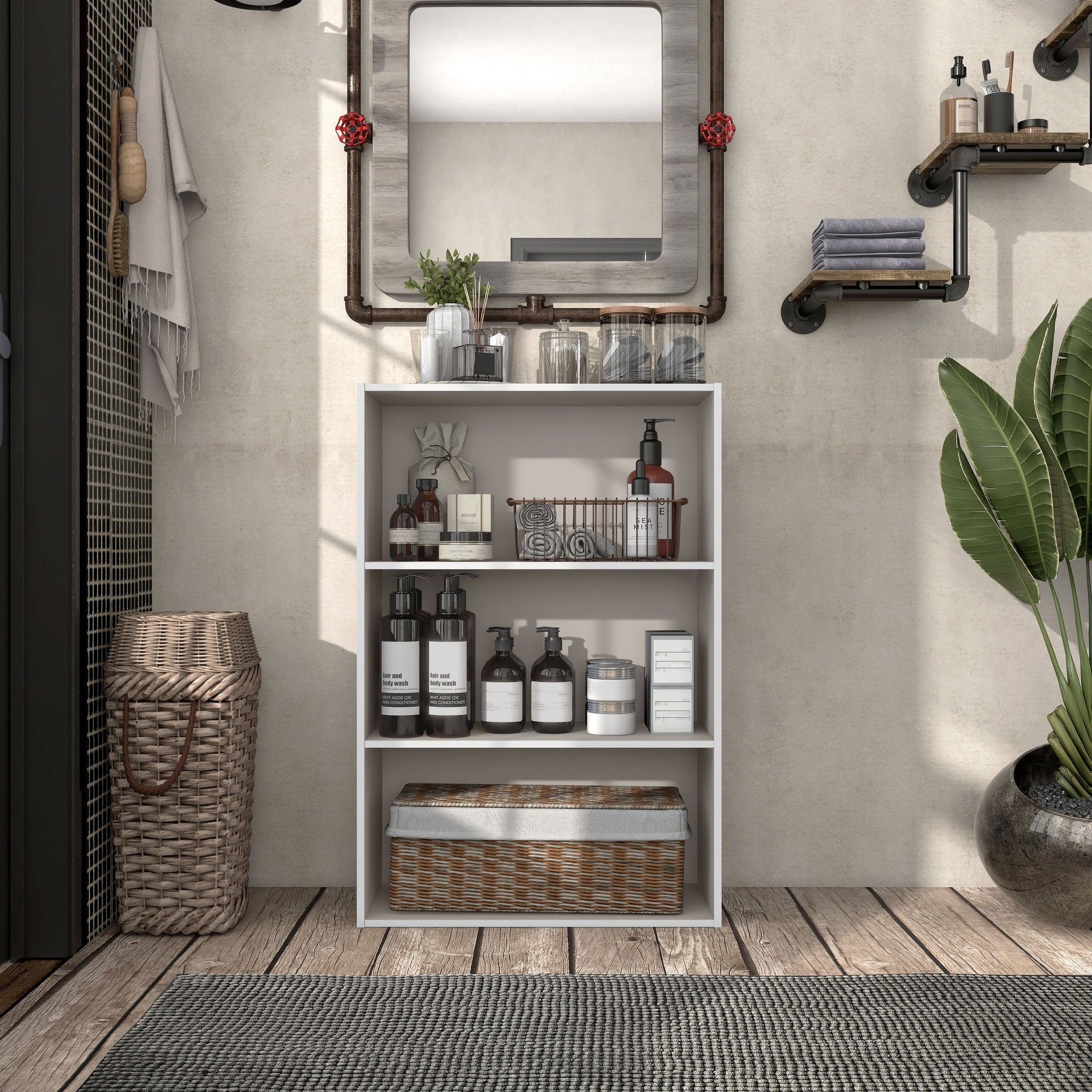 DH BASIC Modern Wood Customizable Stackable Storage Organizer - Cube Shelves, Drawer Cabinet, Bookcase with Doors by Denhour