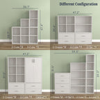DH BASIC Organiseur de rangement empilable personnalisable en bois moderne - Étagères cubiques, armoire à tiroirs, bibliothèque avec portes par Denhour