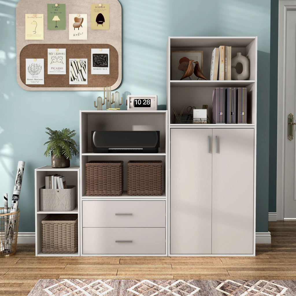 DH BASIC Organiseur de rangement empilable personnalisable en bois moderne - Étagères cubiques, armoire à tiroirs, bibliothèque avec portes par Denhour
