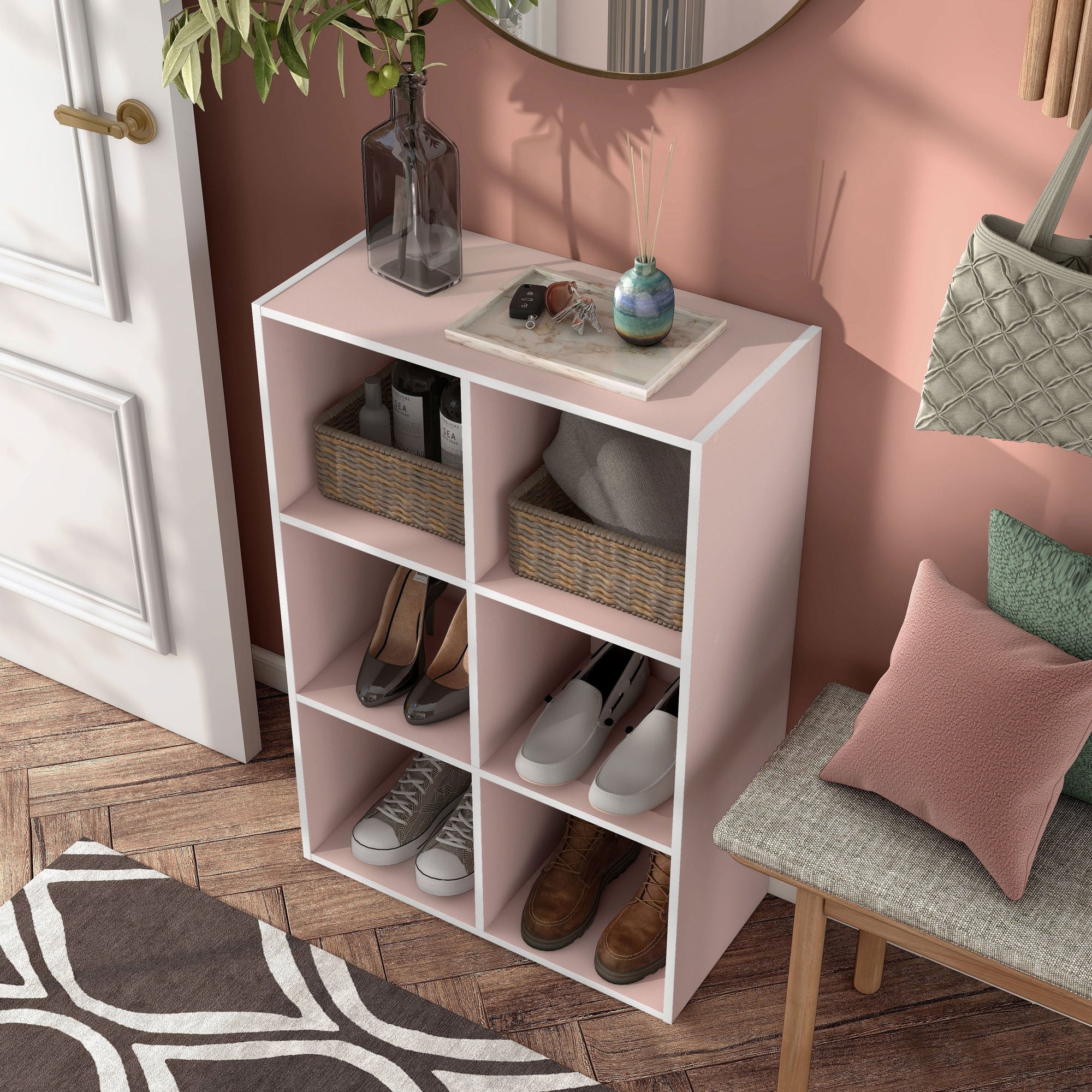 DH BASIC Modern Wood Customizable Stackable Storage Organizer - Cube Shelves, Drawer Cabinet, Bookcase with Doors by Denhour