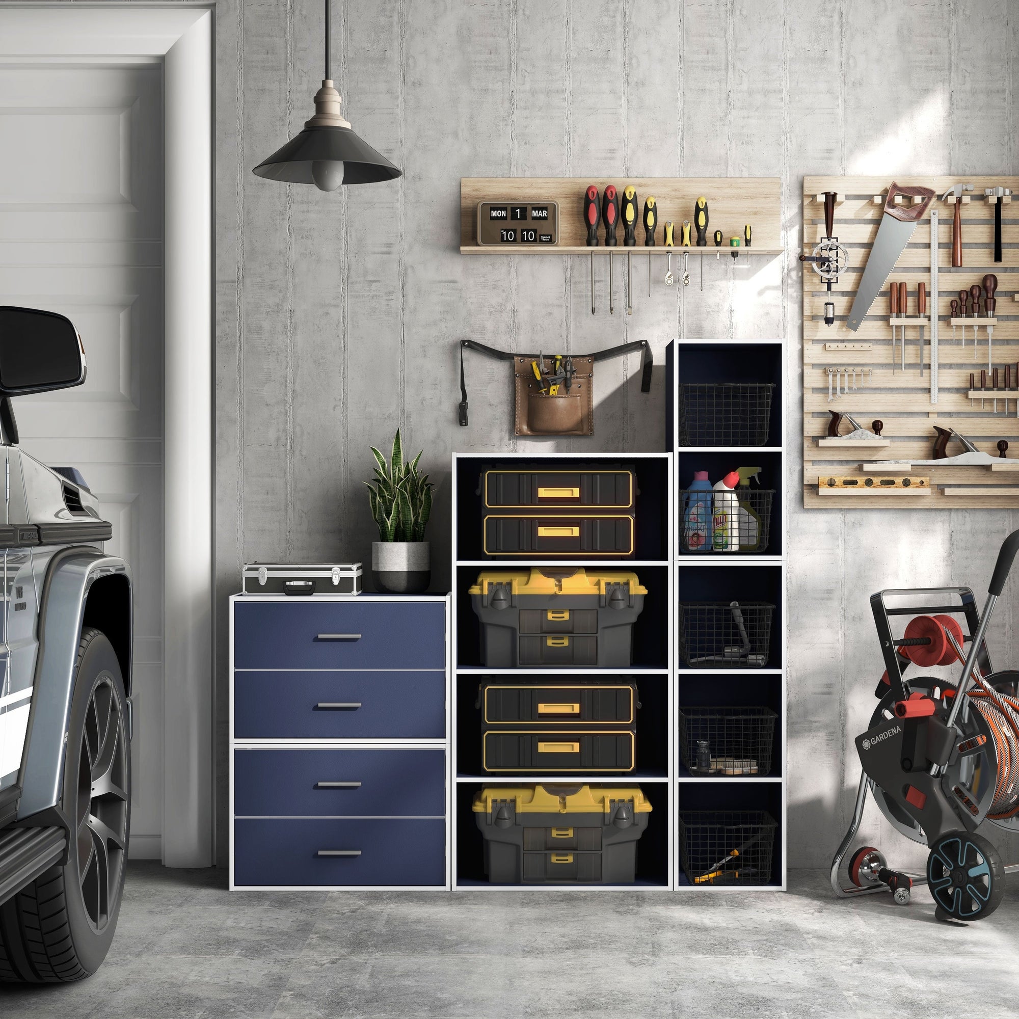 DH BASIC Modern Wood Customizable Stackable Storage Organizer - Cube Shelves, Drawer Cabinet, Bookcase with Doors by Denhour