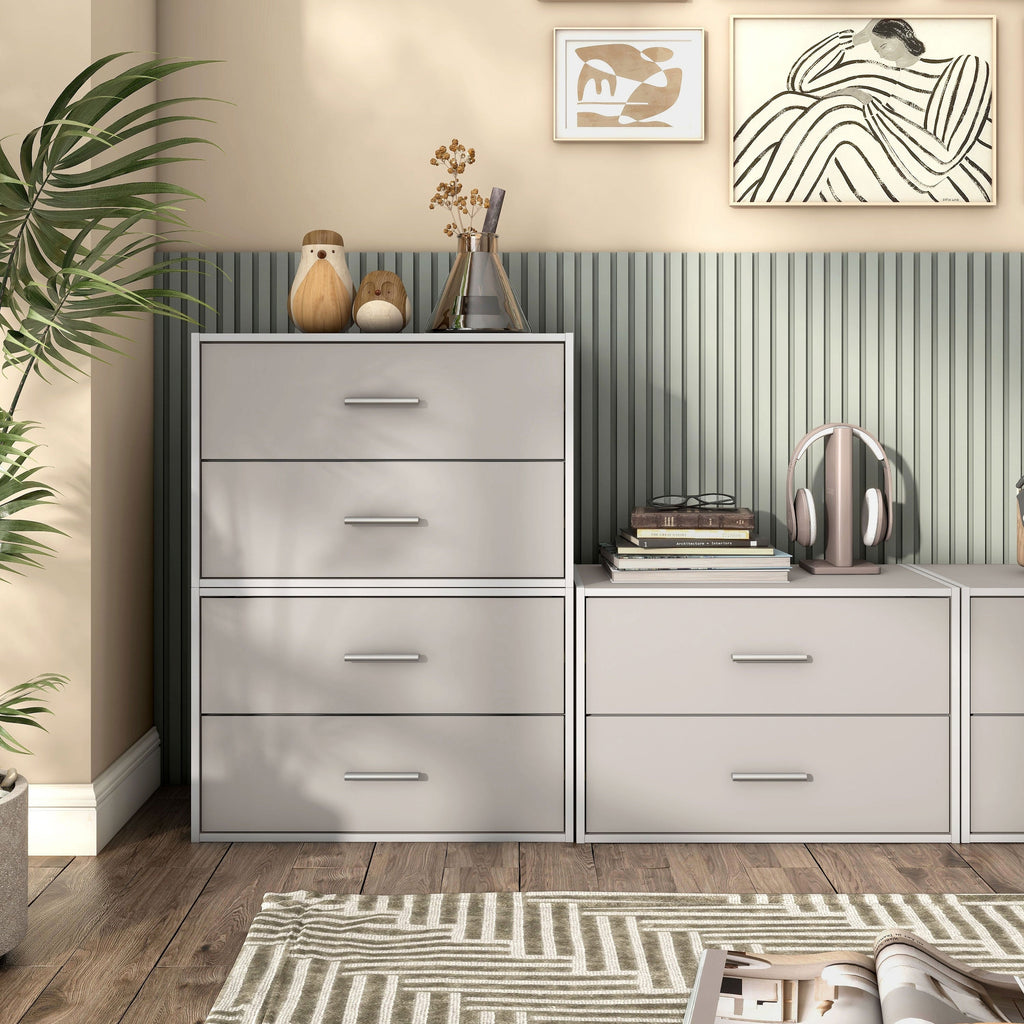 DH BASIC Organiseur de rangement empilable personnalisable en bois moderne - Étagères cubiques, armoire à tiroirs, bibliothèque avec portes par Denhour