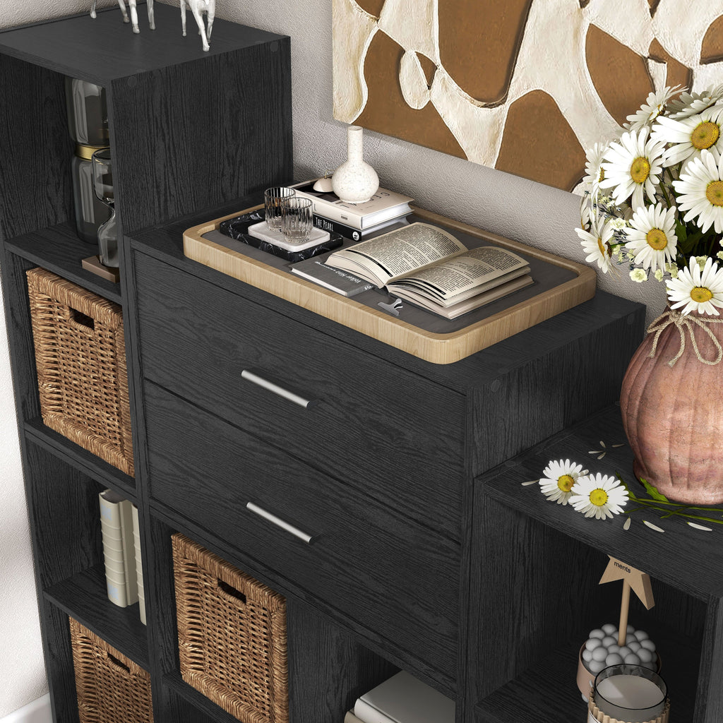 DH BASIC Organiseur de rangement empilable personnalisable en bois moderne - Étagères cubiques, armoire à tiroirs, bibliothèque avec portes par Denhour
