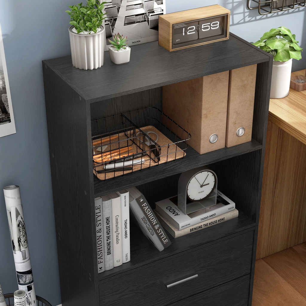 DH BASIC Organiseur de rangement empilable personnalisable en bois moderne - Étagères cubiques, armoire à tiroirs, bibliothèque avec portes par Denhour