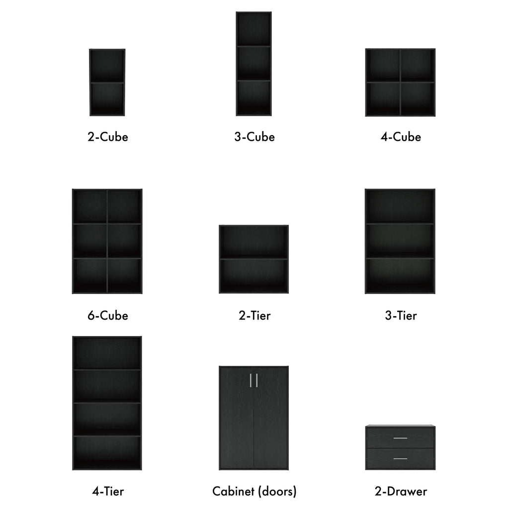 DH BASIC Organiseur de rangement empilable personnalisable en bois moderne - Étagères cubiques, armoire à tiroirs, bibliothèque avec portes par Denhour