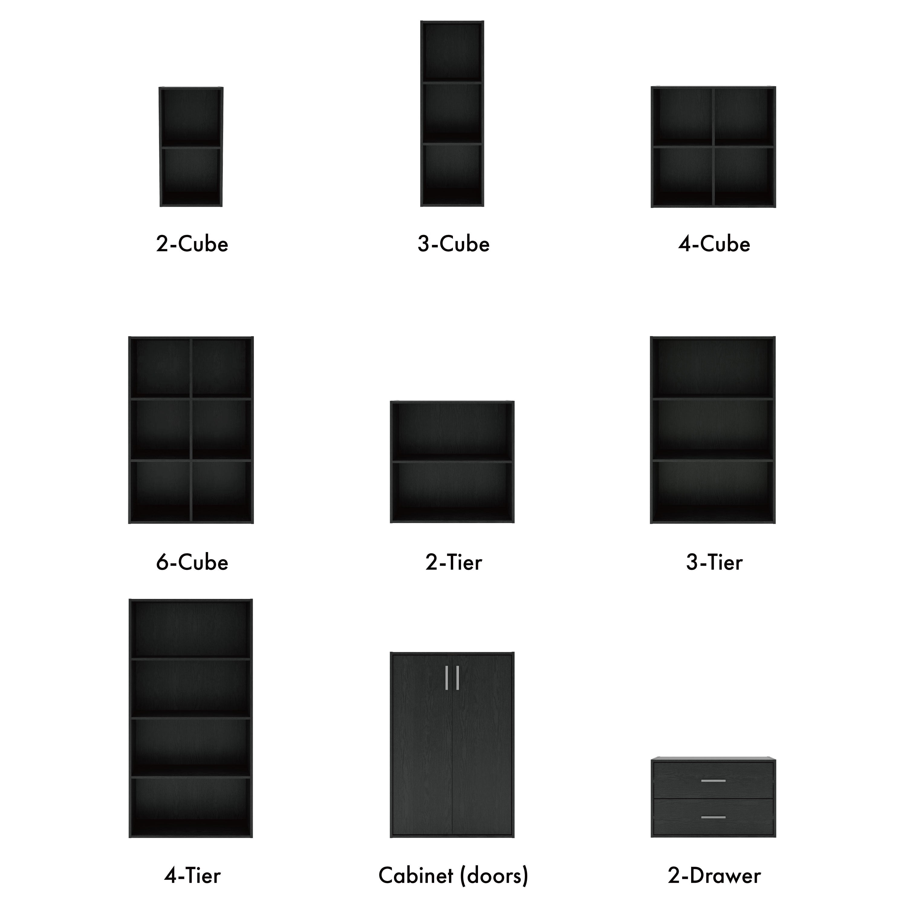 DH BASIC Organiseur de rangement empilable personnalisable en bois moderne - Étagères cubiques, armoire à tiroirs, bibliothèque avec portes par Denhour