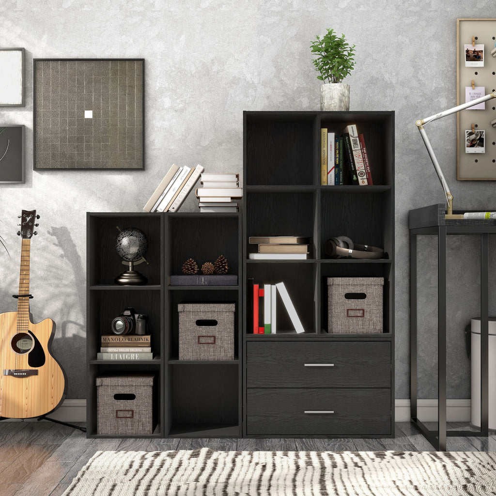 DH BASIC Organiseur de rangement empilable personnalisable en bois moderne - Étagères cubiques, armoire à tiroirs, bibliothèque avec portes par Denhour