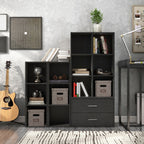 DH BASIC Organiseur de rangement empilable personnalisable en bois moderne - Étagères cubiques, armoire à tiroirs, bibliothèque avec portes par Denhour