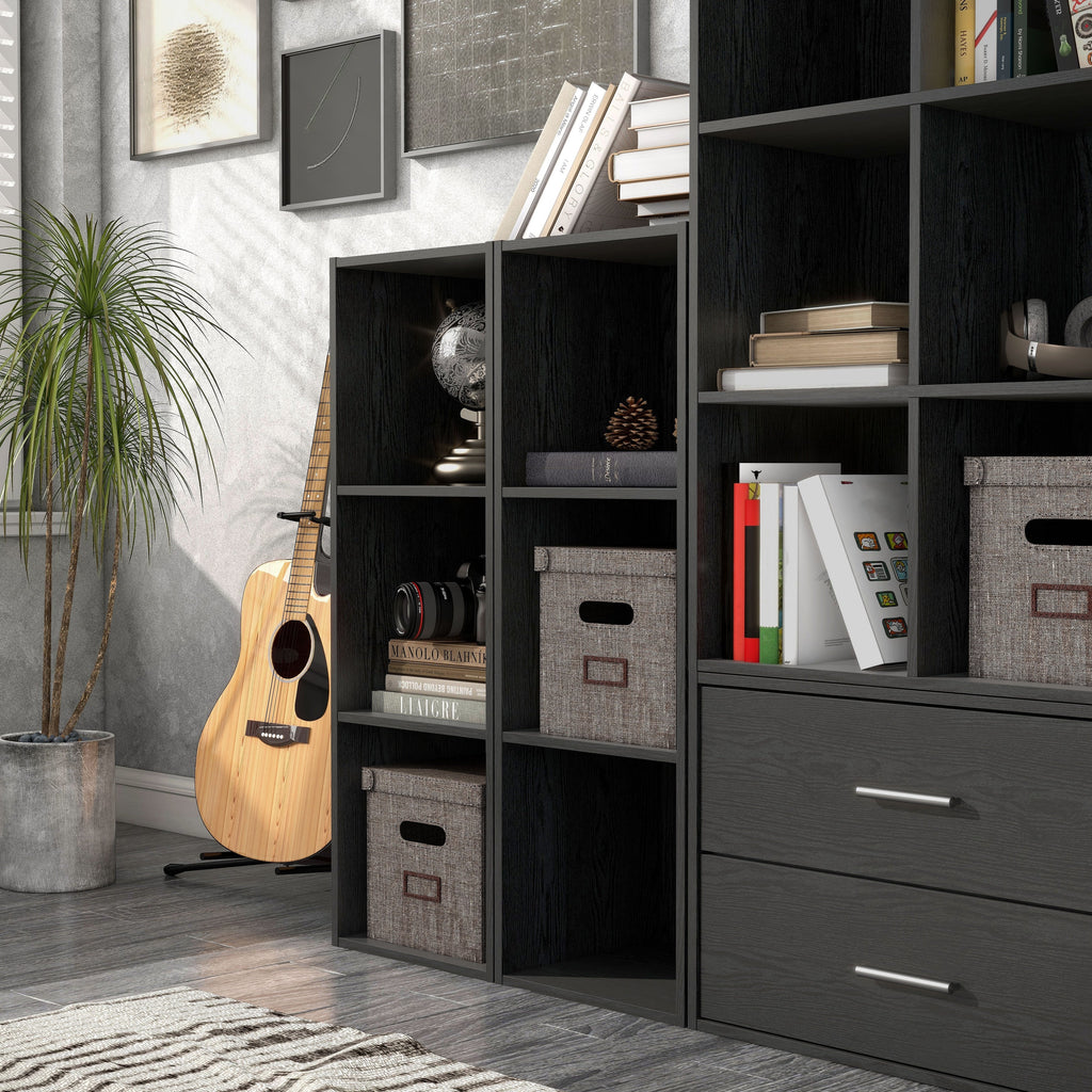 DH BASIC Organiseur de rangement empilable personnalisable en bois moderne - Étagères cubiques, armoire à tiroirs, bibliothèque avec portes par Denhour