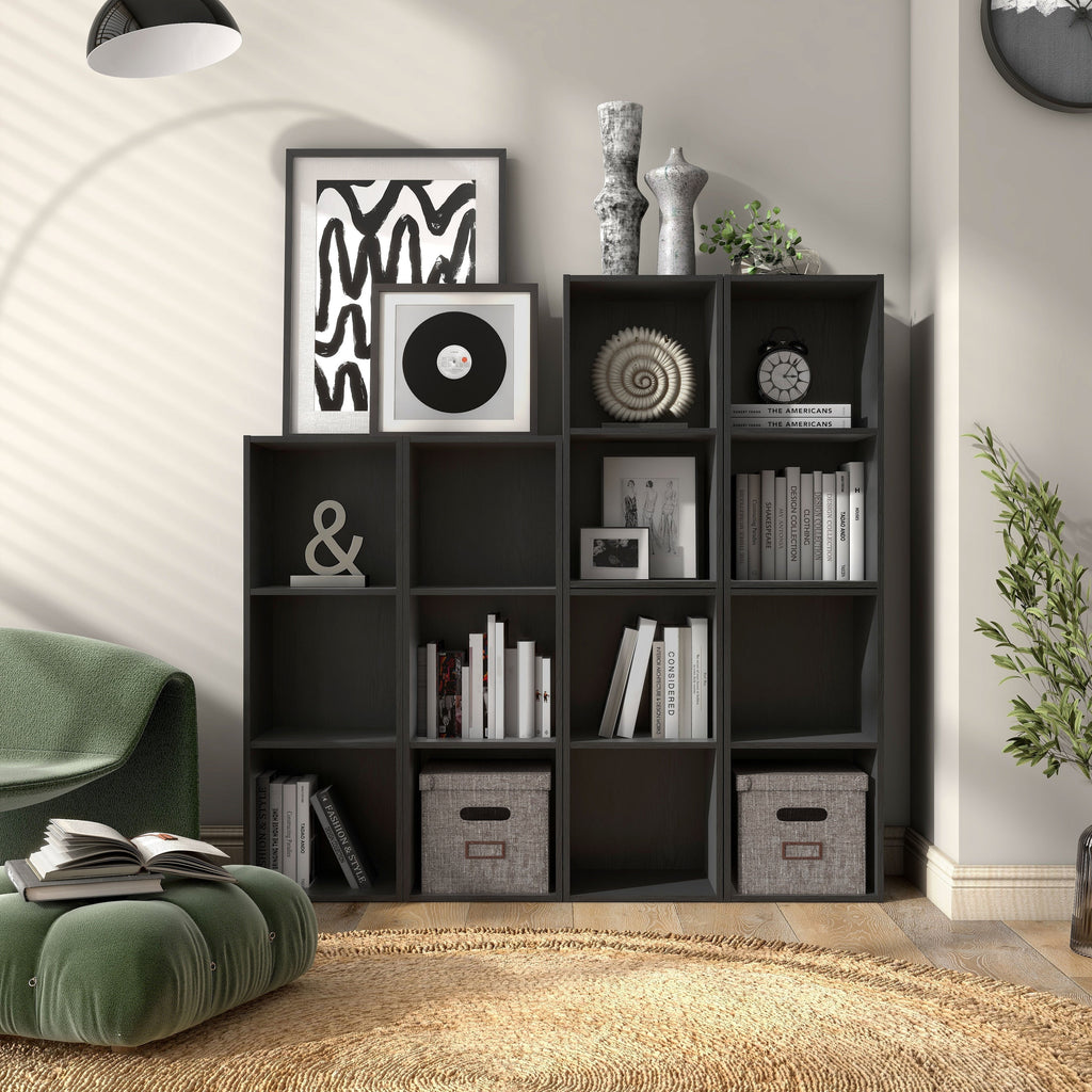 DH BASIC Organiseur de rangement empilable personnalisable en bois moderne - Étagères cubiques, armoire à tiroirs, bibliothèque avec portes par Denhour