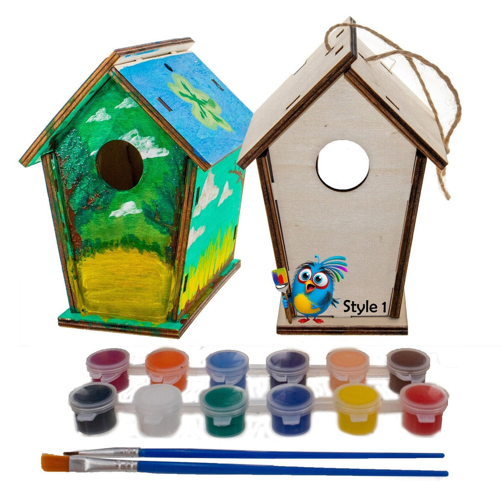 Nichoir en bois fait maison à construire soi-même - Construisez votre propre nichoir avec un kit de peinture facile