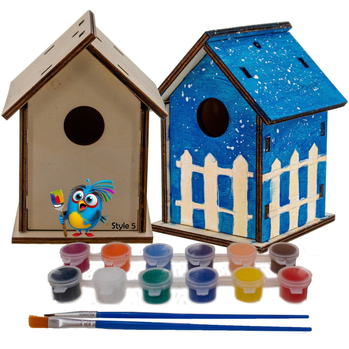 Nichoir en bois fait maison à construire soi-même - Construisez votre propre nichoir avec un kit de peinture facile