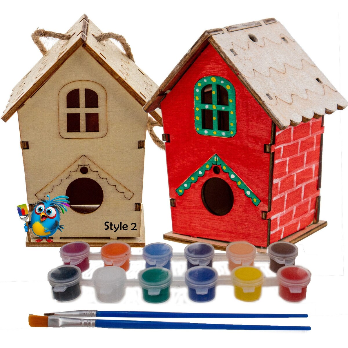 Nichoir en bois fait maison à construire soi-même - Construisez votre propre nichoir avec un kit de peinture facile